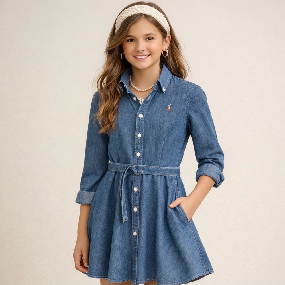 Ralph Lauren Blue Denim Girls Kids Dress